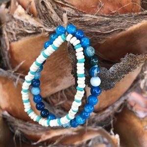 Set of “surfer style” hand made, beaded bracelets